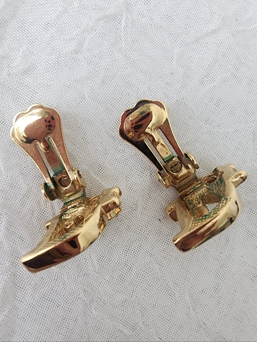 Auth Dior 'D' Logo Crystal Accent Stud Earrings - Picture 6 of 7